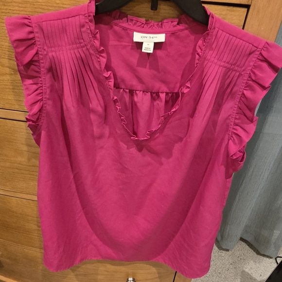 On 34th, Women's Ruffle Sleeve Pink Blouse, M - Picture 3 of 4
